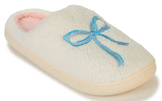Thumbnail 1: THE DARLING EFFECT Women's Blue Bow Fuzzy Slippers 
