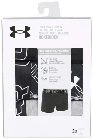 Thumbnail 1: Under Armour Boys 3 Pk Performance Cotton Boxer Briefs 