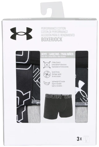 Thumbnail 2: Under Armour Boys 3 Pk Performance Cotton Boxer Briefs 