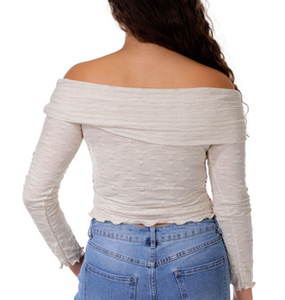 Thumbnail 2: Saints & Hearts Juniors Long Sleeve Embroidered Lace Knit Top 