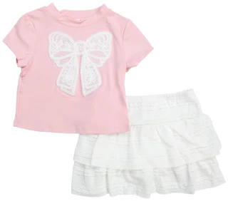 Thumbnail 1: Love Squared Little Girls 2 Pc Skirt Set 