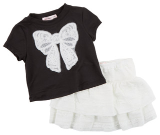 Thumbnail 1: Love Squared Little Girls 2 Pc Skirt Set 