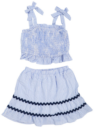 Thumbnail 1: Love Squared Big Girls 2 Pc Stripe Skirt Set 
