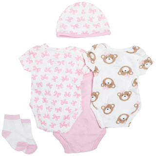 Thumbnail 2: Baby Essentials Baby Girls 5 Pc Bodysuit Set 