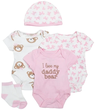 Thumbnail 1: Baby Essentials Baby Girls 5 Pc Bodysuit Set 