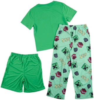 Thumbnail 2: Minecraft Boys 3 Pc Short Sleeve Minecraft Pajamas 