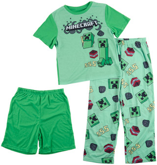 Thumbnail 1: Minecraft Boys 3 Pc Short Sleeve Minecraft Pajamas 