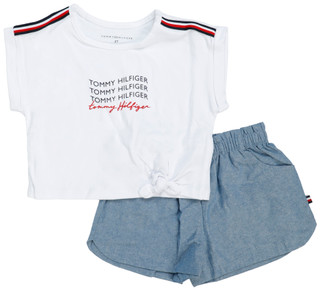 Thumbnail 1: Tommy Hilfiger Toddler Girls 2 Pc Tie Front Tee & Shorts Set 