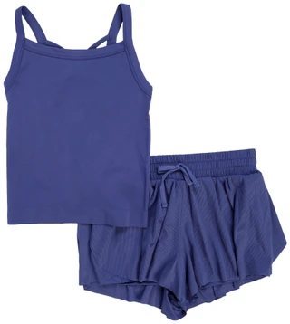 Thumbnail 1: 90 Degree Big Girls 2 Pc Active Tank & Ribbed Shorts Set 