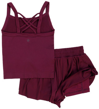 Thumbnail 2: 90 Degree Big Girls 2 Pc Active Tank & Ribbed Shorts Set 