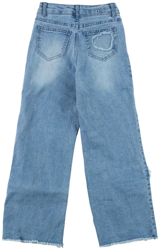 Thumbnail 2: Vigoss Big Girls Wide Leg Heart Patch Jeans 