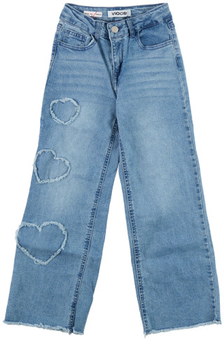 Thumbnail 1: Vigoss Big Girls Wide Leg Heart Patch Jeans 