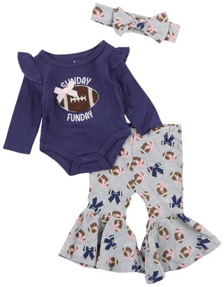 Thumbnail 1: Baby Essentials Baby Girls 3 Pc Sunday Funday Pants Set 