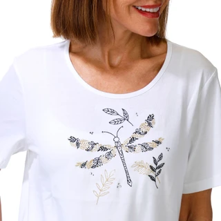 Thumbnail 3: Coral Bay Women's Short Sleeve Embroidered Dragon Fly Top 