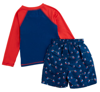 Thumbnail 2: Floatimini Little Boys 2 Pc Rashguard & Volley Swim Trunks 