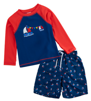 Thumbnail 1: Floatimini Little Boys 2 Pc Rashguard & Volley Swim Trunks 