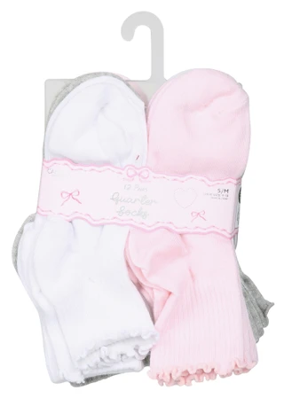 Thumbnail 1: Capelli Girls 12 Pk Quarter Socks 