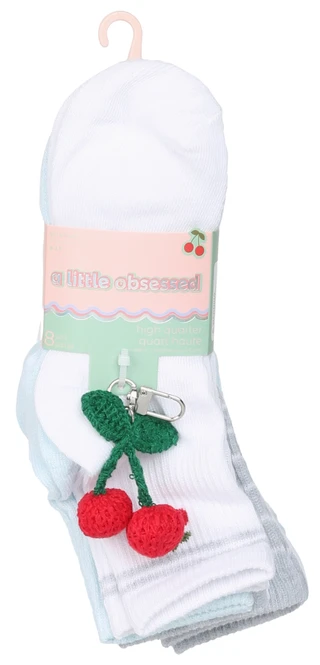 Thumbnail 1: A little obsessed Girls 8 Pk High Quarter Socks 