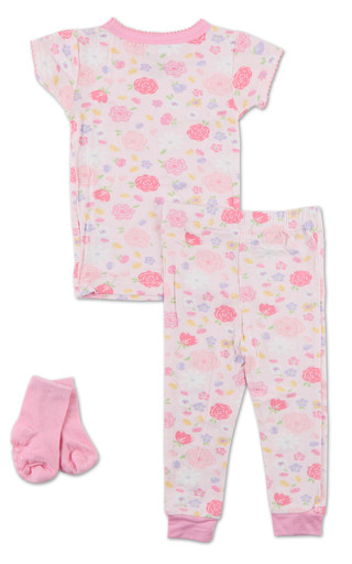 Thumbnail 2: FLORAL THREADS Baby Girls 3 Pc Pajama Pants Set 