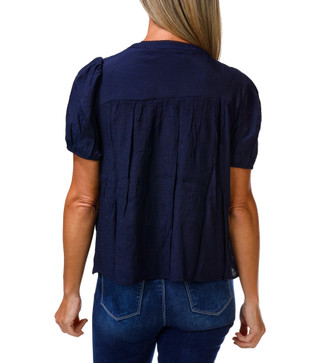 Thumbnail 2: Nanette Lepore Women's Crochet Front Pintuck Short Sleeve Top 