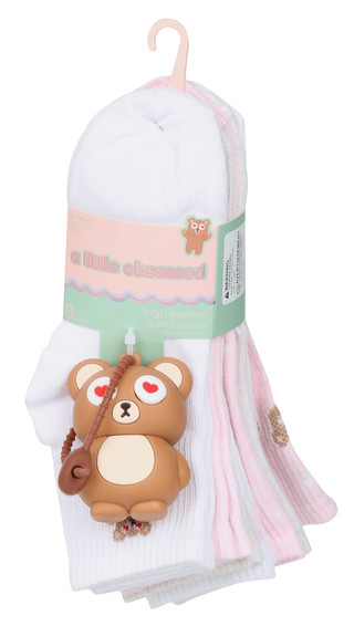 Thumbnail 1: A little obsessed Girls 8 Pk High Quarter Socks 