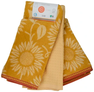 Thumbnail 2: Caro Home 3 Pk Sunflower Kitchen Towels Set 