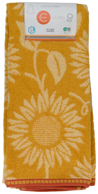 Thumbnail 1: Caro Home 3 Pk Sunflower Kitchen Towels Set 