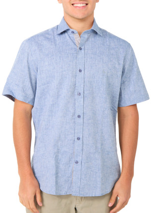 Thumbnail 3: TAILORBYRD Men's Short Sleeve Melange Button Down Shirt 
