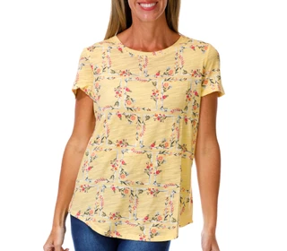 Thumbnail 1: Blue Sol Women's Short Sleeve Print Scoop Neck Top 