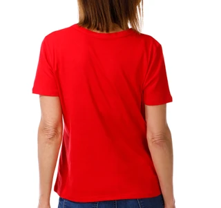 Thumbnail 2: Coral Bay Women's Short Sleeve Rhinestone Split Neck Top 