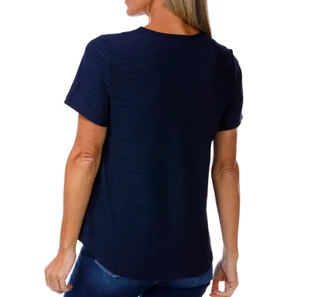 Thumbnail 2: Coral Bay Women's Short Sleeve Hardware V-Neck Top 