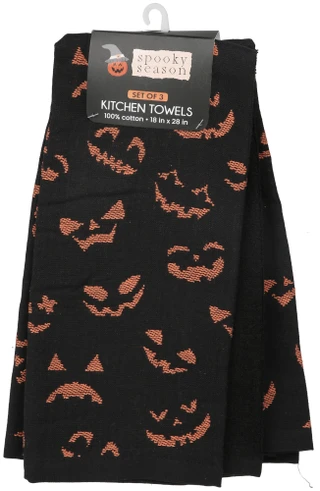 Thumbnail 1: Spooky Season 3 Pk Halloween Kitchen Towels 