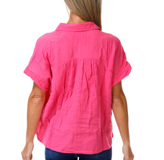 Thumbnail 2: Coral Bay Women's Short Sleeve Double Gauze Button Front Top 