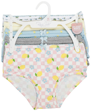 Thumbnail 1: Rene Rofe Girls 5 Pk Printed Lemon Briefs 