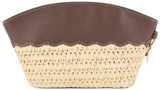 Thumbnail 2: Nanette Lepore 2 Pc Woven Straw Scalloped Vienna Wristlet 