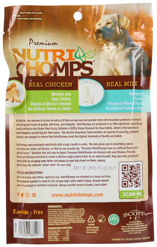 Thumbnail 2: NUTRI CHOMPS 4 Ct Rawhide-Free Chicken & Porkskin Dog Chews 