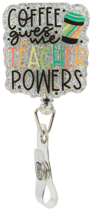 Thumbnail 1: Coffee Gives Me Teacher Powers Badge Holder 