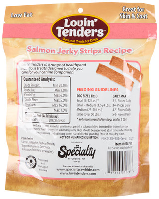 Thumbnail 2: Lovin' Tenders 9 oz Salmon Jerky Strips Recipe Dog Treats 