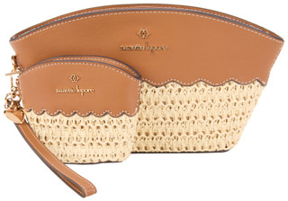 Thumbnail 1: Nanette Lepore 2 Pc Woven Straw Scalloped Vienna Wristlet 