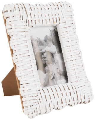 Thumbnail 1: Mud Pie 4x6 Wicker Scalloped Photo Frame 