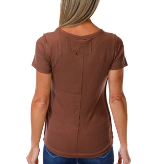 Thumbnail 2: BUNULU Women's Short Sleeve Ribbed Henley Top 