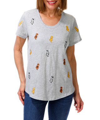 Thumbnail 1: Anneliese Women's Embroidered Cat Top  