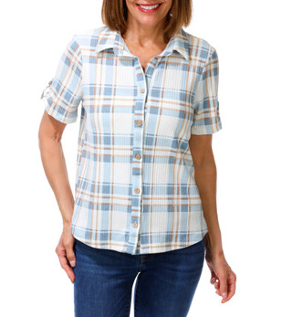 Thumbnail 1: Cure Apparel Women's Petite Button Down Top 