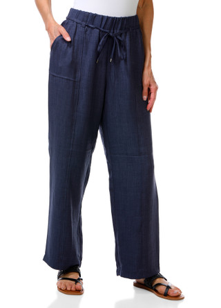 Thumbnail 1: Soho Apparel Women's Pull On 2 Pocket Wide Leg Pants with String Belt 