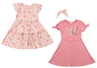 Thumbnail 1: Btween Little Girls 2 Pc Knit Skater Dress Set 