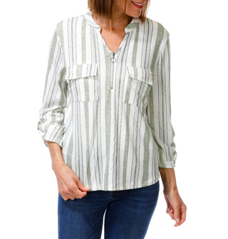 Thumbnail 1: Cure Apparel Women's Stripe Print Top  