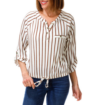 Thumbnail 1: Cure Apparel Women's Stripe Print Top  
