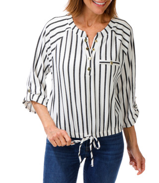 Thumbnail 1: Cure Apparel Women's Stripe Print Top  