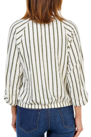Thumbnail 2: Cure Apparel Women's 1/2 Snap Roll Tab Bow Waist Top 