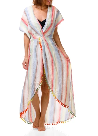 Thumbnail 1: America & Beyond Women's Stripe Swim Cover Up Dress  